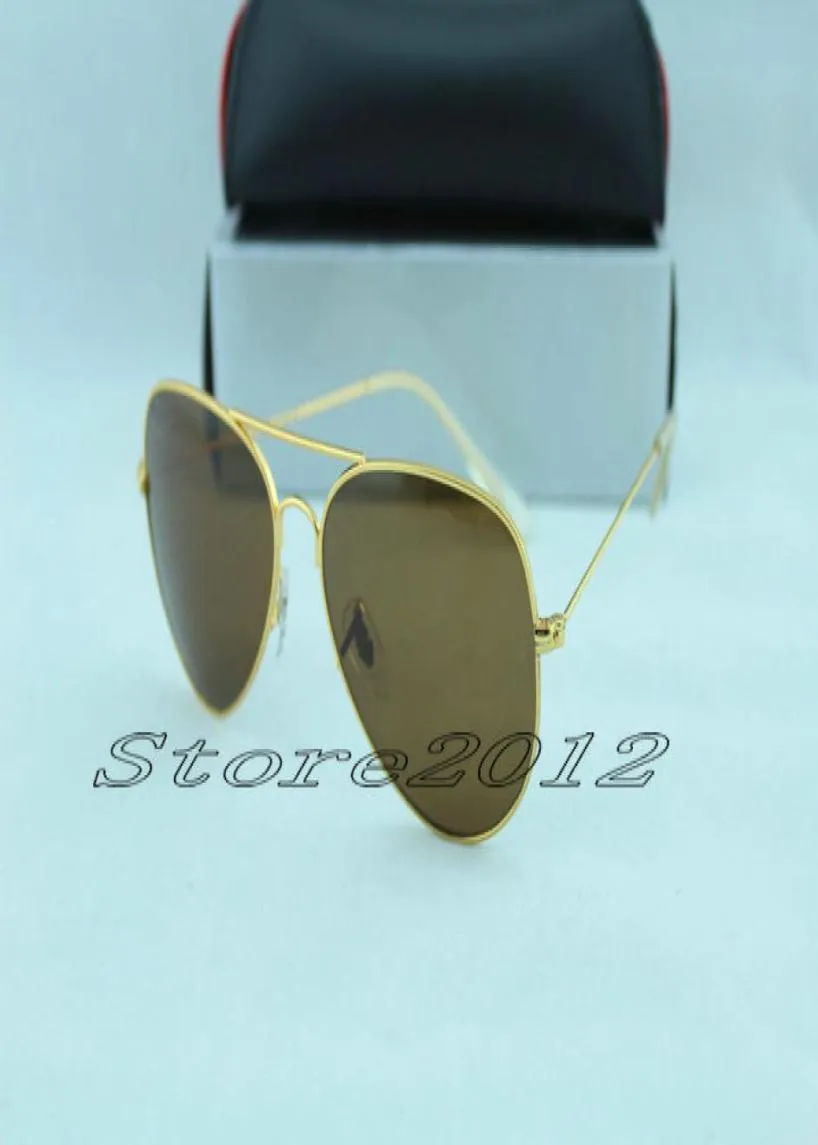 Дизайнерские классические солнцезащитные очки Mens Womes Sun очки очки Золотая рама коричневая 58 -мм стеклянные линзы большой металл 1183041