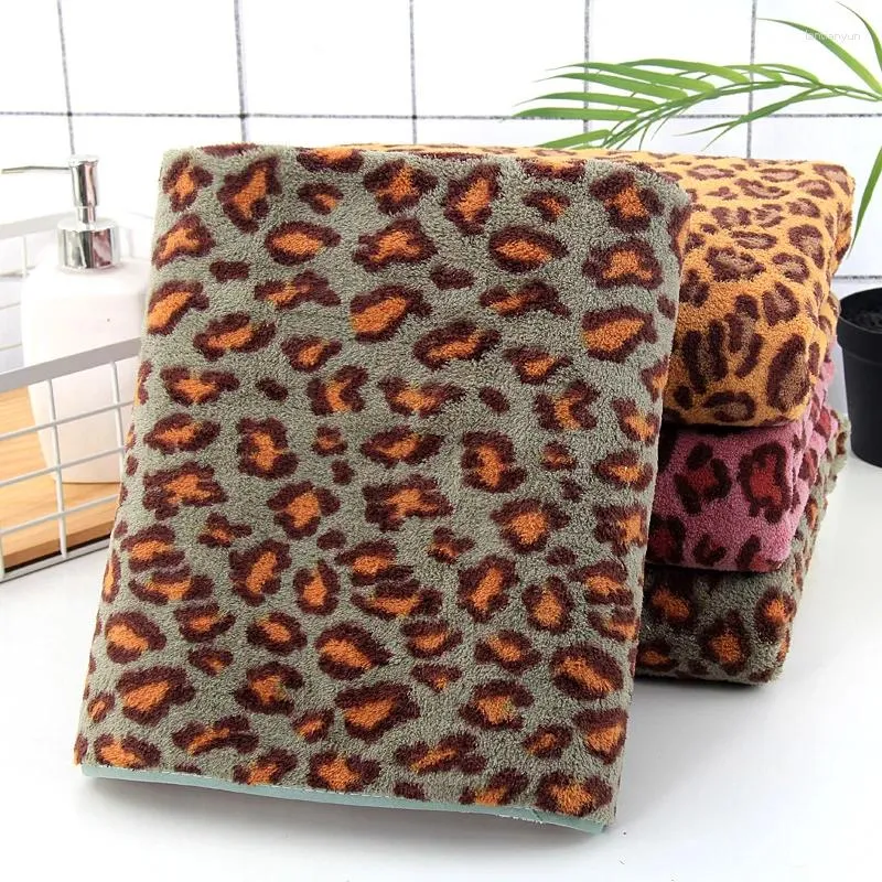 Towel 140 70cm Home Textile Adult Absorbent Bath Women Leopard Print Microfiber Fabric