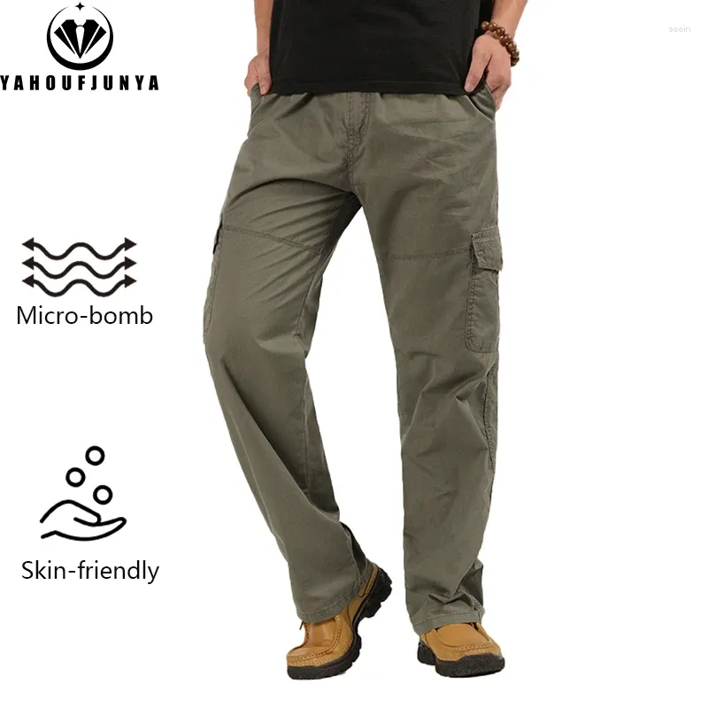 Pantalon pour hommes Spring Spring Thin High Quality Design Outdoor Leisure Couleur Couleur solide Loose Linette Male élastique Male grande taille