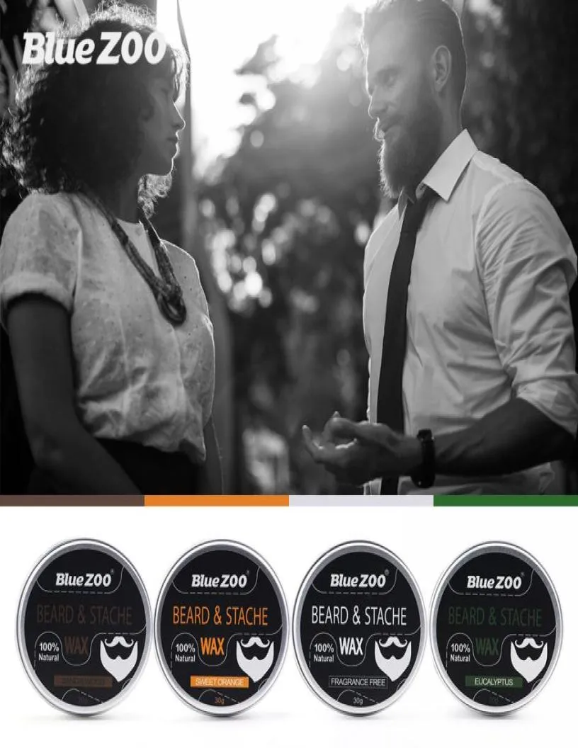 30G Blue Zoo Men039S Face Matache Wax و Beard Care Cream من خشب الصندل الذي لا طعم له برتقالي 4 نكهات 99972074