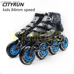 Inline Roller Skates Kids Speed Skates Shoes 4X84mm skating frame 84mm 4 wheel CITYRUN Roller Carbon Fiber Speed Skates Patines for Boy Girl EU 30-36 Y240410