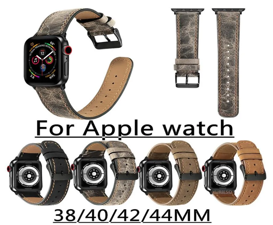 Cinghie in pelle autentica per Apple Watch Watchbands Top Luxury Watch Band per iWatch 38 40mm 42 44mm Braccialetti da polso Sport6032288