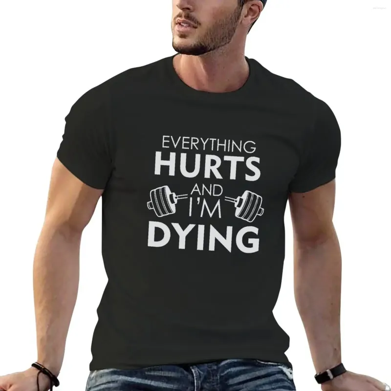 남성용 폴로 모든 아프게 ​​나는 죽어가는 티셔츠 헤비급 셔츠 그래픽 티 남성을위한 미적 옷 운동