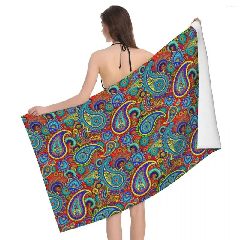 Serviette colorée rétro paisley motif de plage salle de bain microfibre boho bohème art floral shower sport yoga serviettes