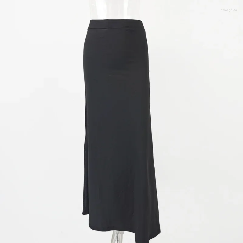 Skirts DSMTRC Solid Elegant Maxi Pleated Skirt For Women, Sexy Fashion  Outfits, Vacation Beachwear, Black Skirt Bottom
