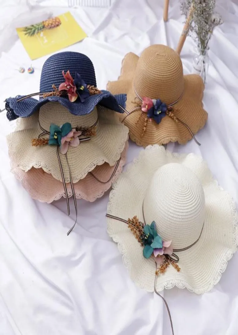 Fashion Children Kids Sun Hat Girl Summer Floral Design Beach Pagning Cap Flat Cap 48y Cine Cinefler Girl Accessori Hat 20203773694