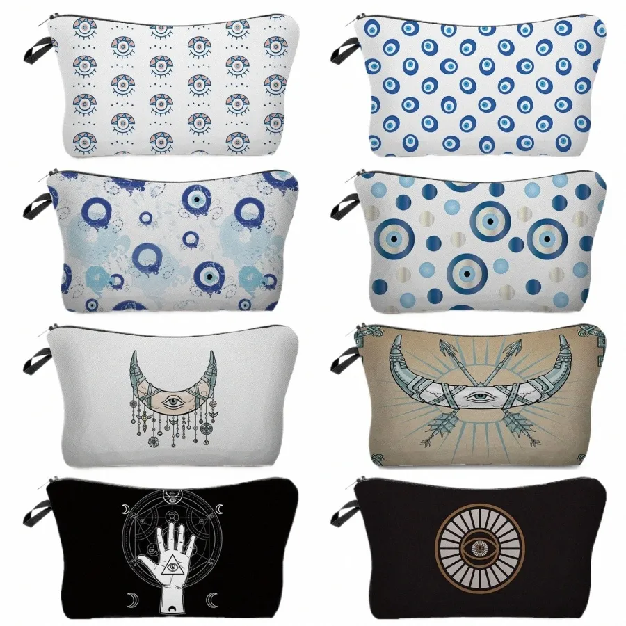 Vrouwen voor cosmetische tas Evil Eye Patroon Digitale druktoiletietas voor reisorganisator Make -uptas vrouwelijke shopper potloodkas H1CS#