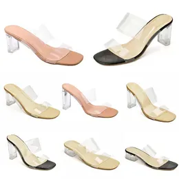 Summer Shoes Women 2024 Sandals Convenient High Heels Transparent Crystal Heel Bright Surface Black Pink Large Size 19
