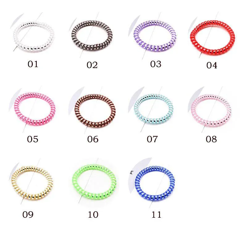 5 cm Metal Punk Telephone Wire Coil Gum Elastic Band Girls Hair Tie Rubber Pony Tail Holder Bracelet Stretchy Scrunchies 