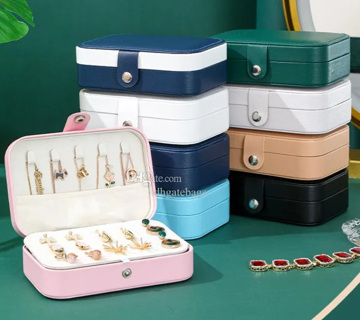 double-deck portable jewelry case large capacity jewelry storage box ornament necklace rings earrings bag organizer
