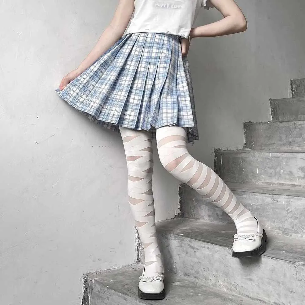 Chaussettes sexy bandage lolita gothiques basses femmes y2k sang sexy bottiers basses bandage bandage Stripe Stocking Stocks