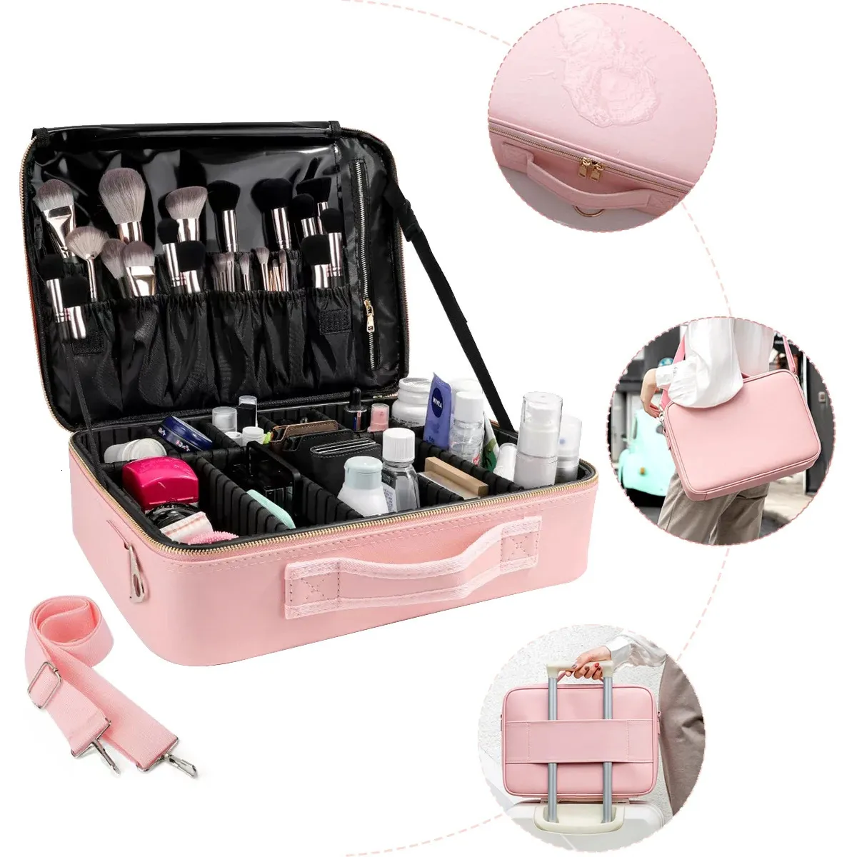 Vattentät PU Makeup Case Stora resor Undergars Lagring Organisera Box Cosmetics Bag 240416