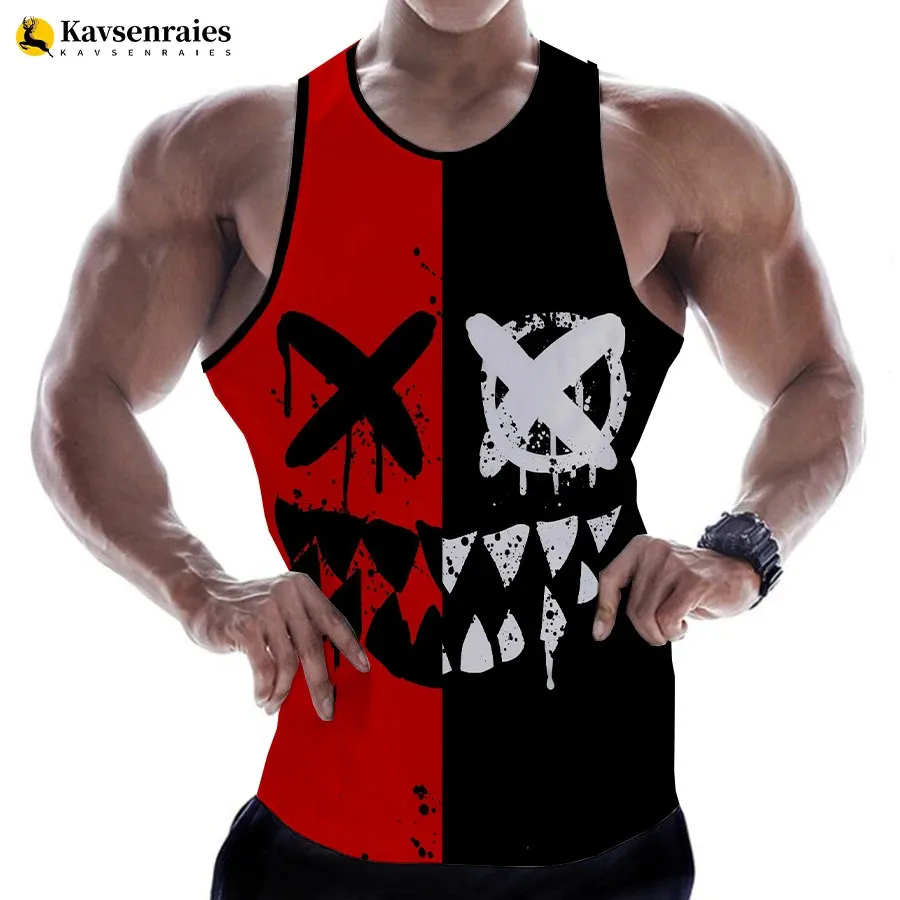 Devil Smiling Face Fashion Summer Men Tank Tops Sleeveless Spring Harajuku Streetwear 3D Printed Beach Tops Mens Clothing 240408