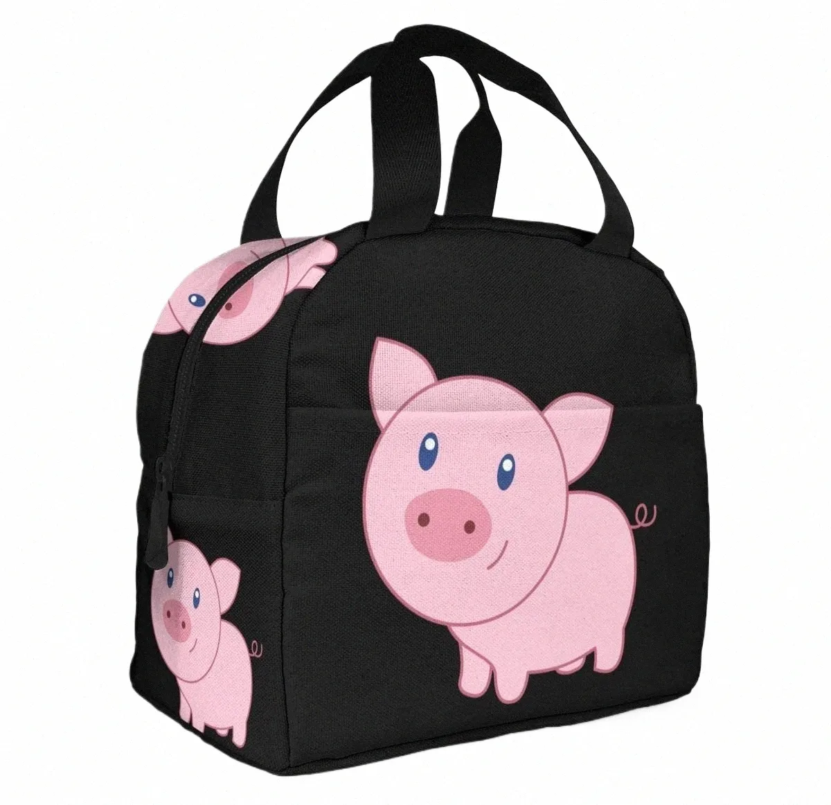 Mignon Carto Pig Sacs pour les femmes Boîte à lunch isolée Boîte à lunch Bento avec poche FRT pour école de bureau Picnic S4xS #