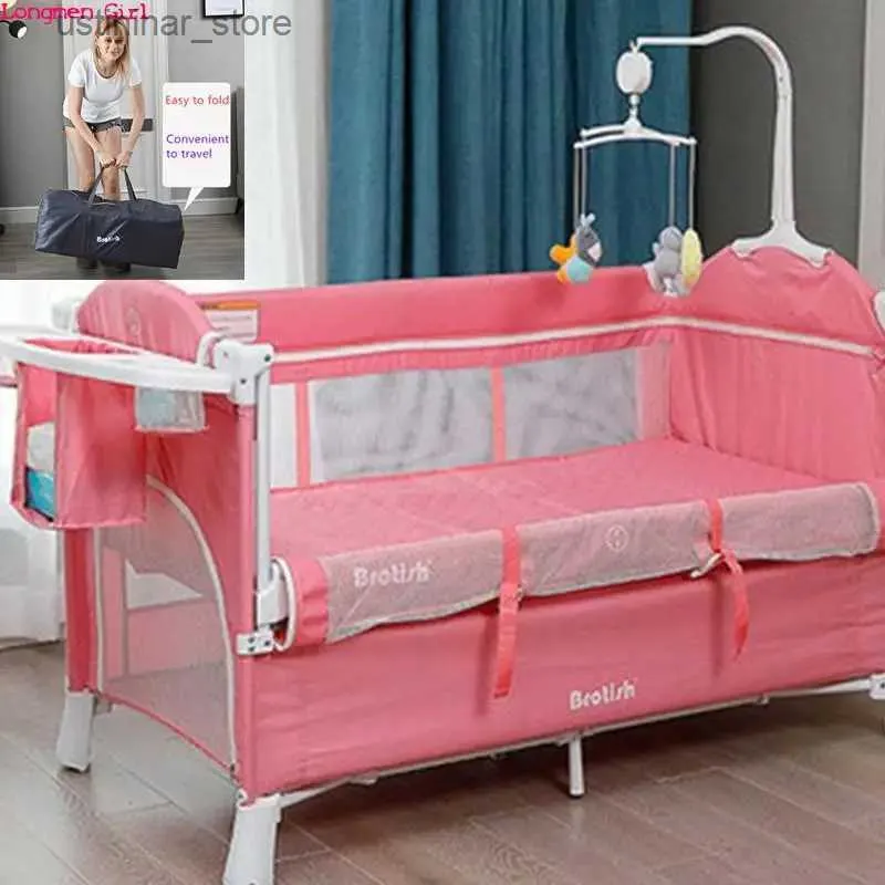 Baby Cribs Easy To Travel Children Bunk Bed Foldable Baby Cot With Diaper Table Cradle Rocker For Outdoor Camping Garden Rocking Chair Baby L416