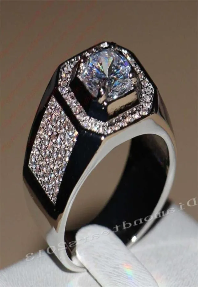 Victoria Wieck Vintage Jewelry 10kt White Gold Filled Topaz Simulated Diamond Wedding Pave Band Rings for Men Storlek 8 9 11 12 132708320119
