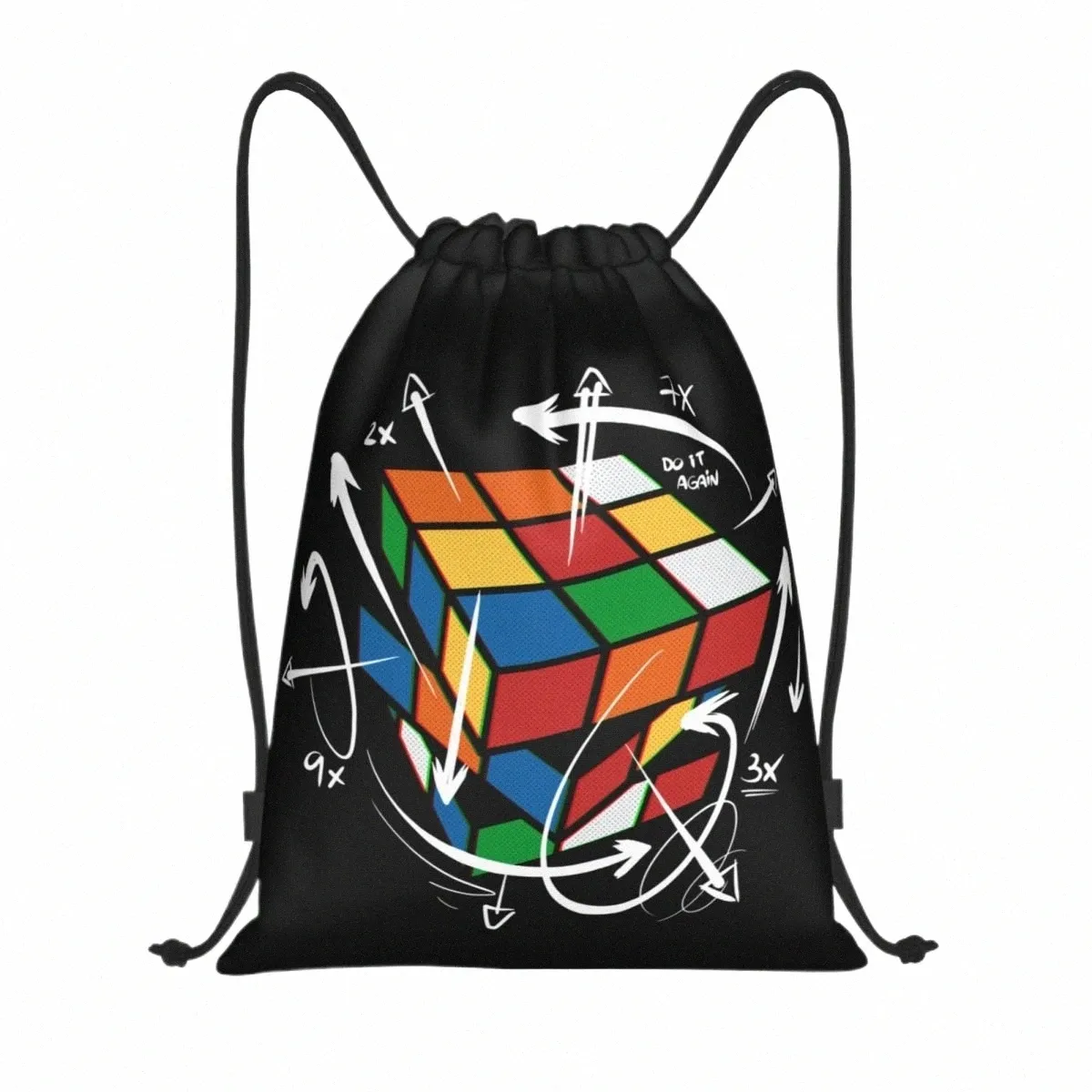 custom Rubix Rubiks Cube Math Formula Drawstring Bags for Training Yoga Backpacks Men Women Geek Magic Gift Sports Gym Sackpack 0241#