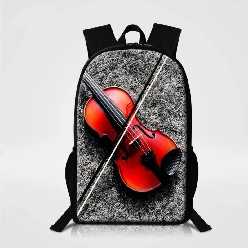 School Bags Black Violin Printing For Girls Musical Note Children Sublimation Polyester Backpack Boys Women Shoulder Bagpack