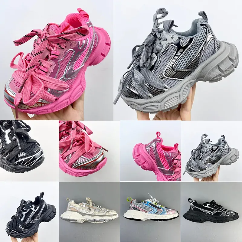 Niños Pink Designer 3xl Sneakers Infantes zapatos casuales Track 10 Pink Pink White White Mesh cómodo Nylon 9 .0 Sneaker Shoelaces Joggin