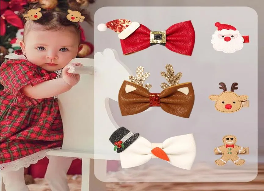 6 styles 16315quot coiffure Bow Girl Christmas Barrettes Girls Accessoires Snowman Kids Party Clipper6072959