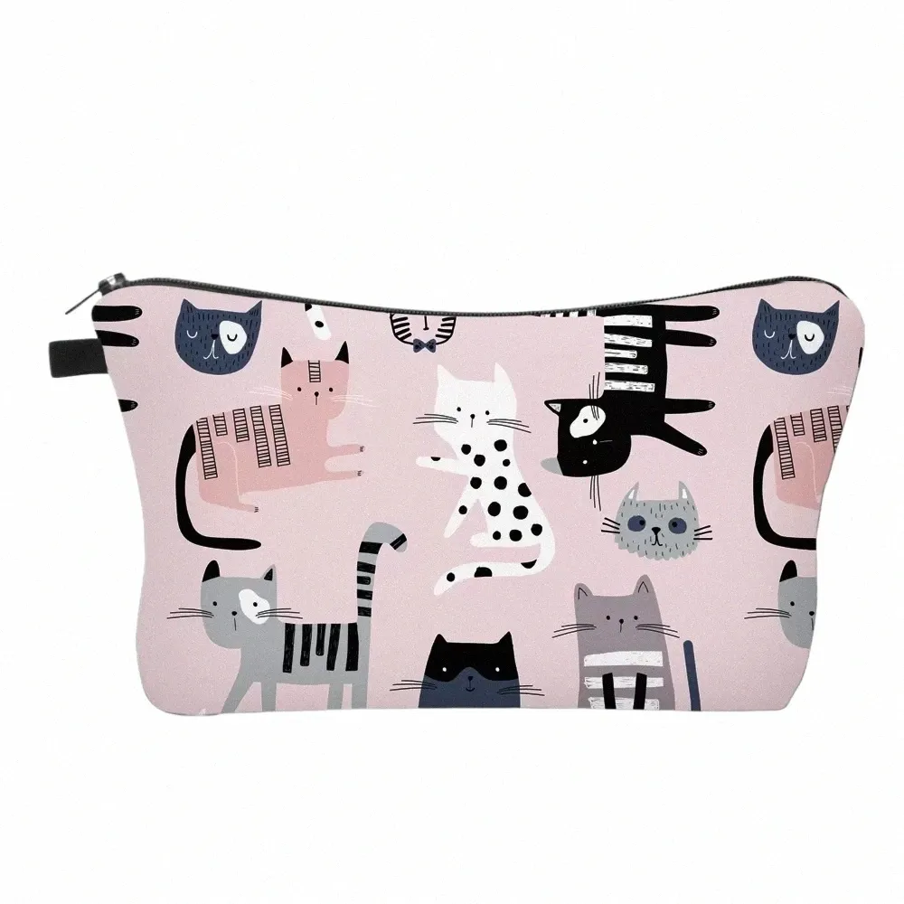 Deanfun kleurrijke mooie cosmetische tas 3D geprinte waterdichte make -uptas voor vrouwen met CAT 318N#