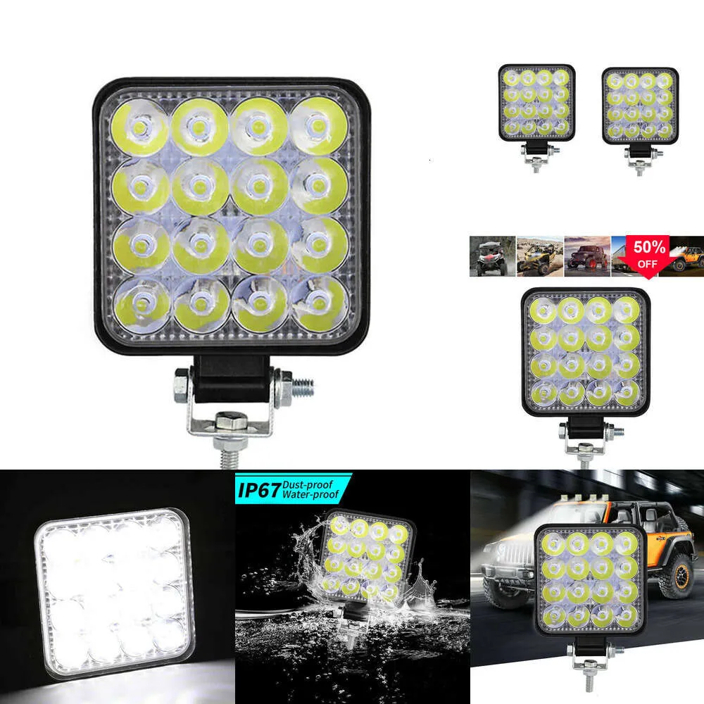 Samochód 16 LED Square Spot Light do ciężarówki samochodowej Motocykl Motocykl w terenie Wodoodporny uniwersalne lampy robocze 12 V 24 V