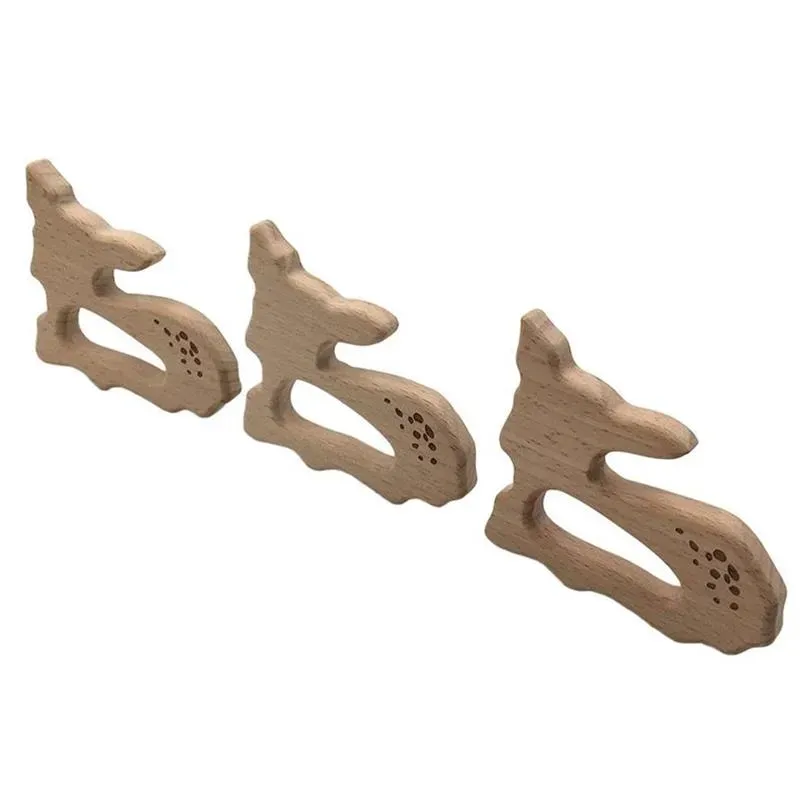 New Infant Baby Wood Teether Deer Shape Natrual Wooden Baby Teether Toys Wooden Teething Accessories Baby Shower Gifts