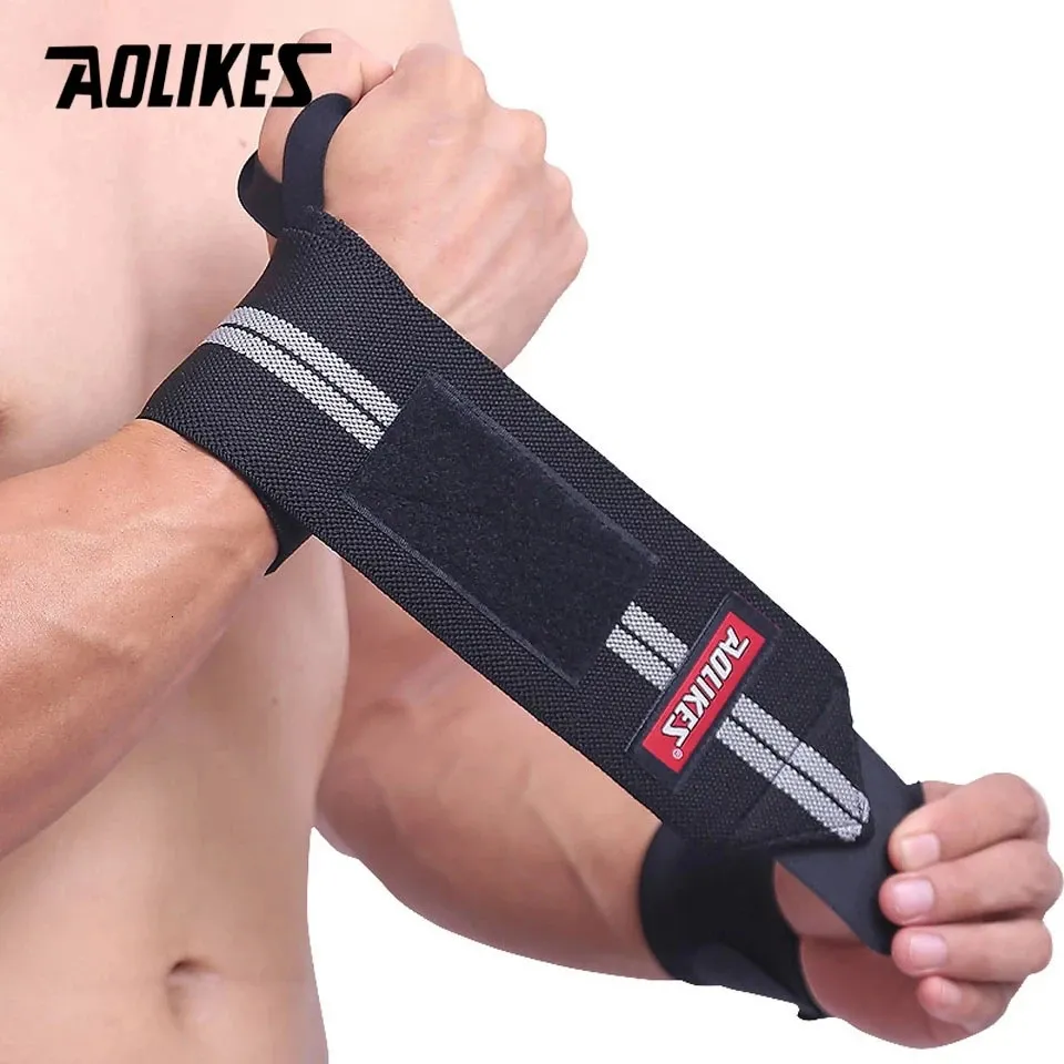 Aolikes 1 par armbandshandledstöd Vikt Lyftande Gymträning Brace Straps Wraps CrossFit Powerlifting 240416