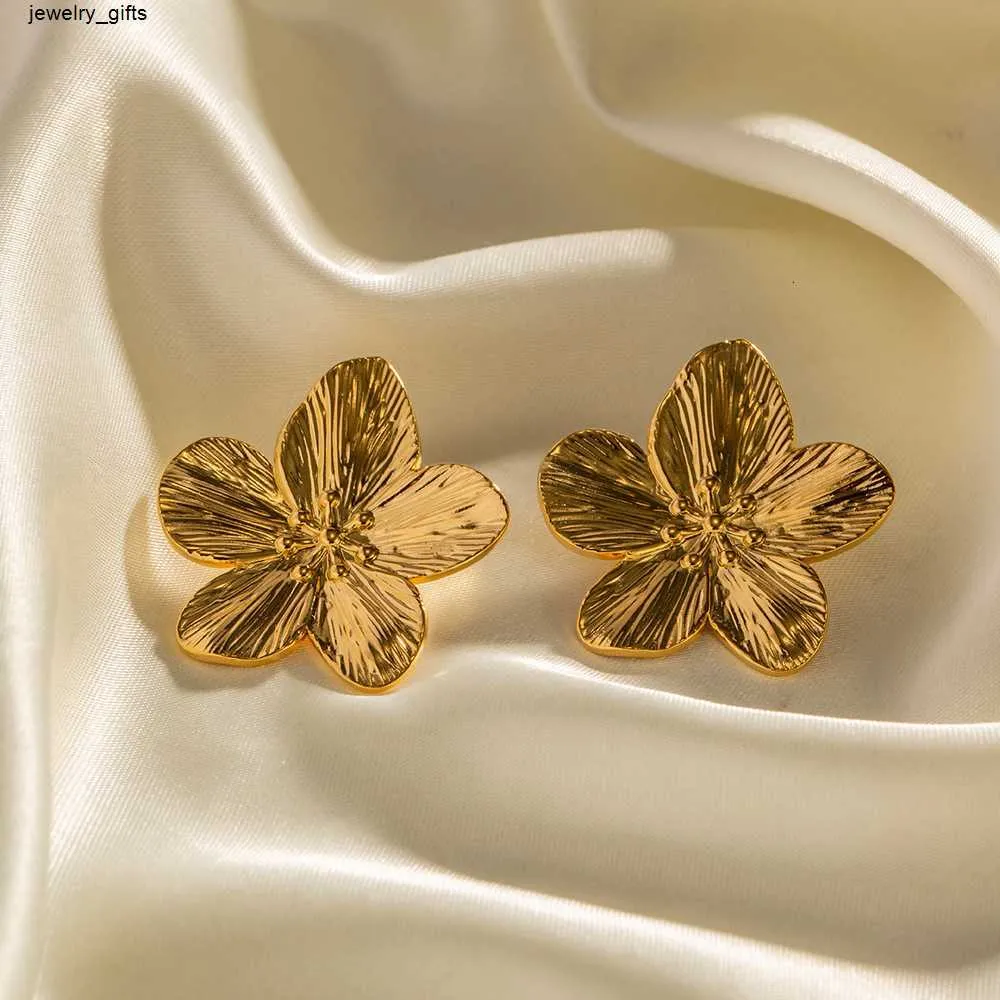 Kolczyki na stadło mody duży kwiat żeński złoto plamowany kwiatowy kolczyk przesadzony design geometryczny drobna biżuteria