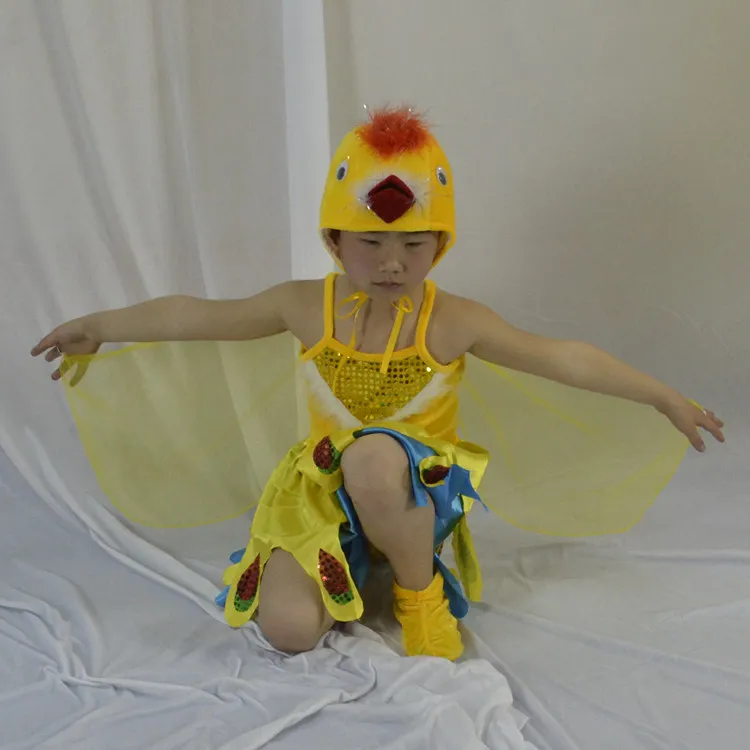 Drama voor kinderen schattig kleine diergeel vogelprestaties kostuum