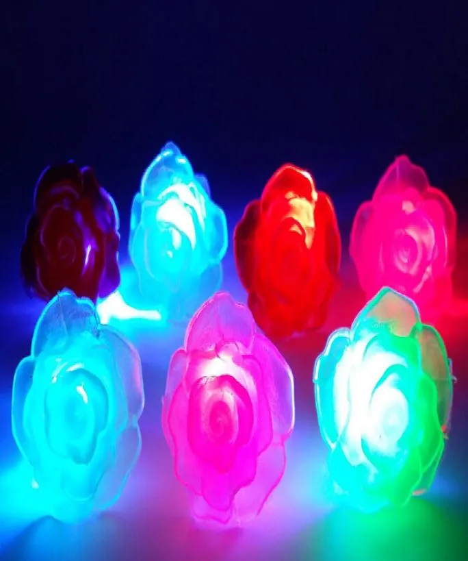 Ship 50pcs Led Light Up Flashing Soft Rose Flower Bubble Elastic Ring Rave Party Blinking Soft Finger Lights7220446