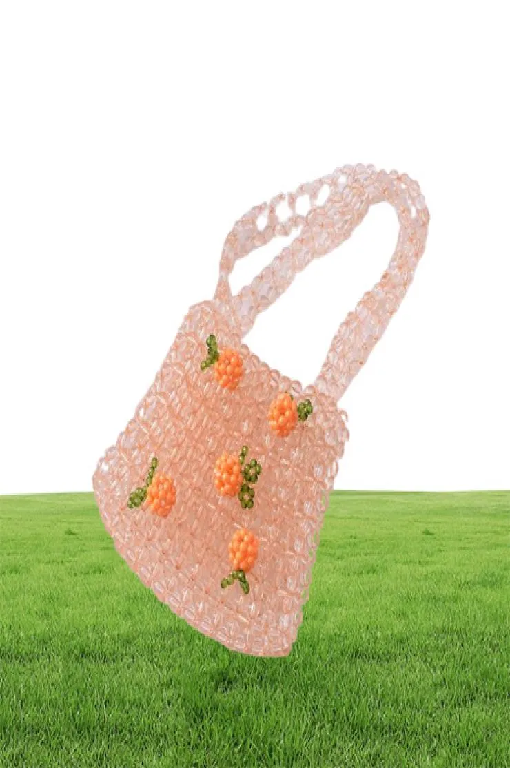 Evening Bags Clear Crystal Girl Diy Beaded Woven Handbag Retro Orange Soda Bag For Women 2022 Handmade Gift Lady5949557