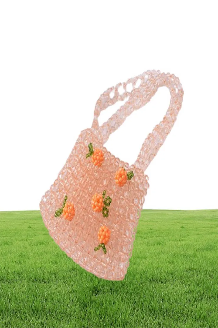 Kvällspåsar Clear Crystal Girl DIY Pär med vävd handväska Retro Orange Soda Bag For Women 2022 Handmade Gift Lady5949557