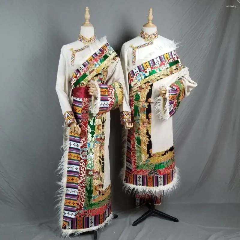 Ethnic Clothing Tibetan Costumes Color Stitching Robe Style Trip Shoot Guozhuo Dancing Dress