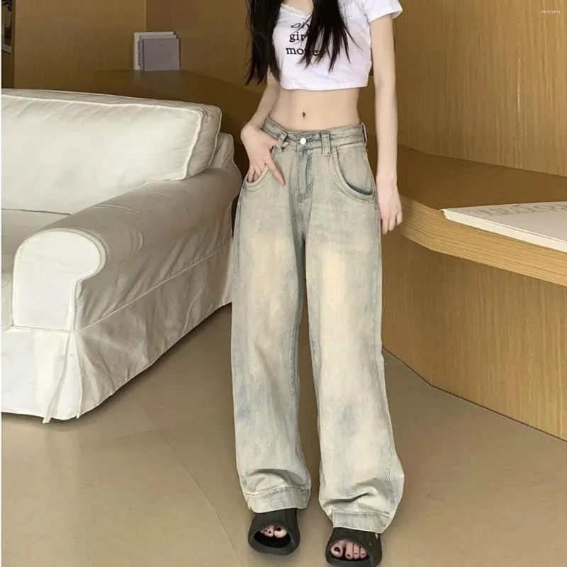 Women's Jeans Women Retro Korean Wide Leg Loose Drape High Waist Slim Pant Y2k Harajuku Streetwear Floor Mopping Pants