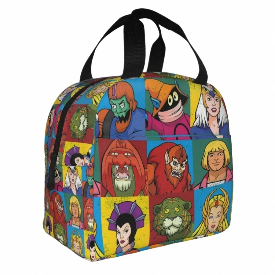 On Man and Friends Izolowany torba na lunch torba na lunch Ctainer Masters of Universe Szkielet Heman Heman 80s Carto Tote Lunch Box H7on##