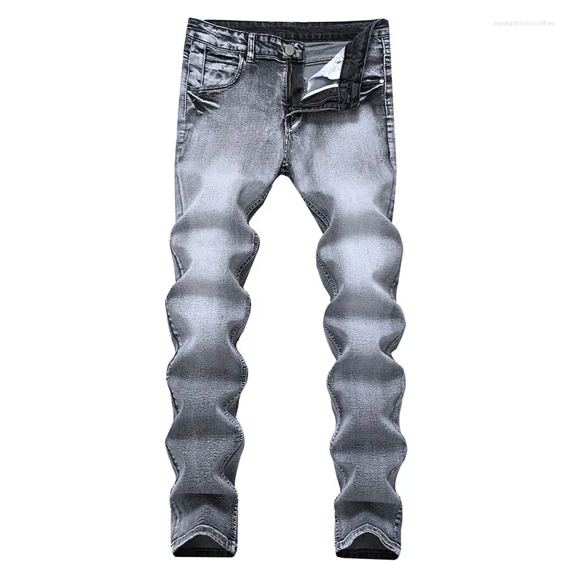 Jeans masculinos 2024 Primavera Casual Casual Moda cinza Business Calças retas calças de alta qualidade