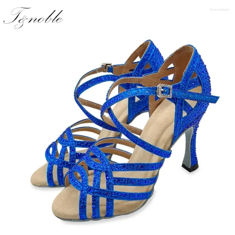 Tanzschuhe Lateinische Frau Salsa Bachata Dancing Gold Blau weiche High Heels Sexy Hochzeit Ballsaal Stilvolle Sandalen