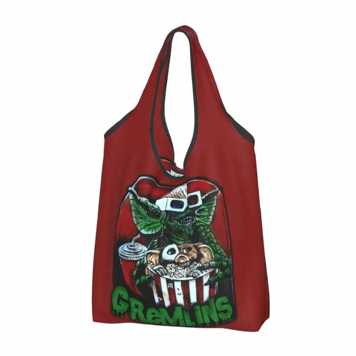 Recycling Gremlins Shop Sac Femmes Tote Sac portable Gizmo 80s Movie Mogwai Horror Retro Épicerie Shopper Sacs Y43V #