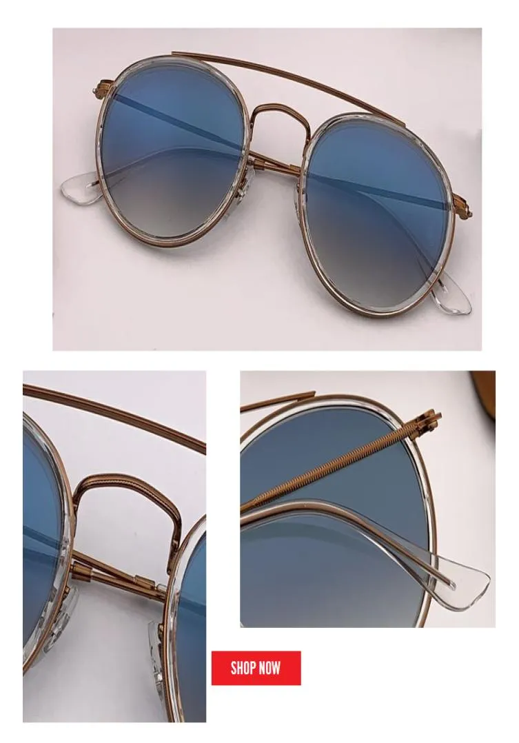 NYA 2019 Steampunk Vintage Round Metal Style Double Bridge Solglasögon Eyewear UV400 Glass Lens Flash Sun Glasses Oculos de Sol 3647442636