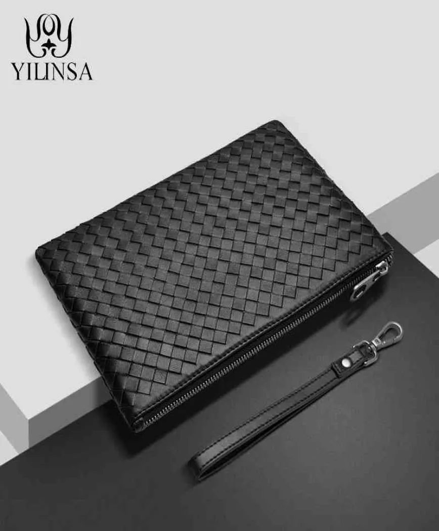 YILINSA 100 Sheepskin Genuine Leather Clutch Bag Men Wallet With Hand Strap Fashion Designer Soft Large Capacity Luxury Purse5710252