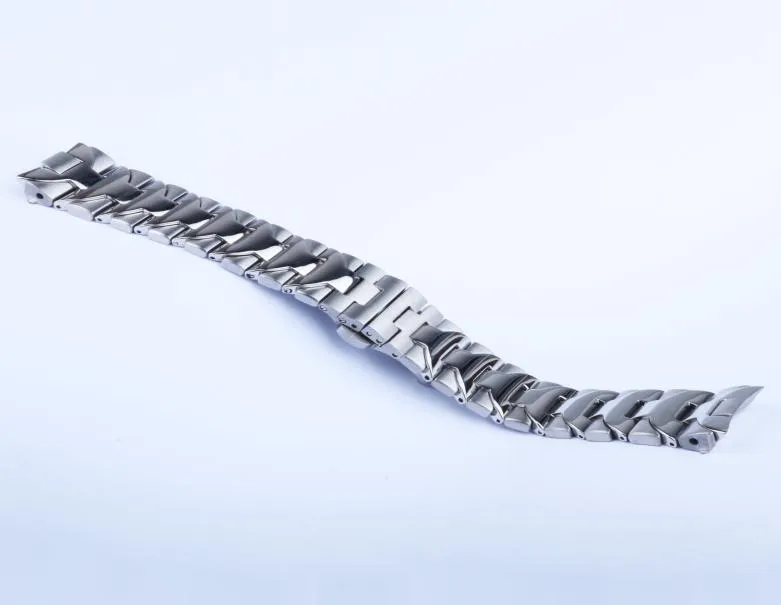 24mm Watch Band för Panerai Luminor Armband Heavy 316L rostfritt stål Watch Band Ersättningsband Silver Double Push Clasp 4031020