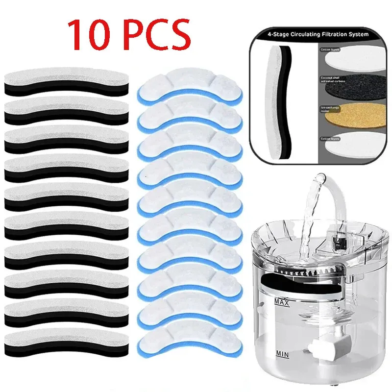 10PCS Cat Water Fountain Replacement Filter for WF060 Elements Pet Drinking Bowl Auto Drinking Filter for Cats 240407