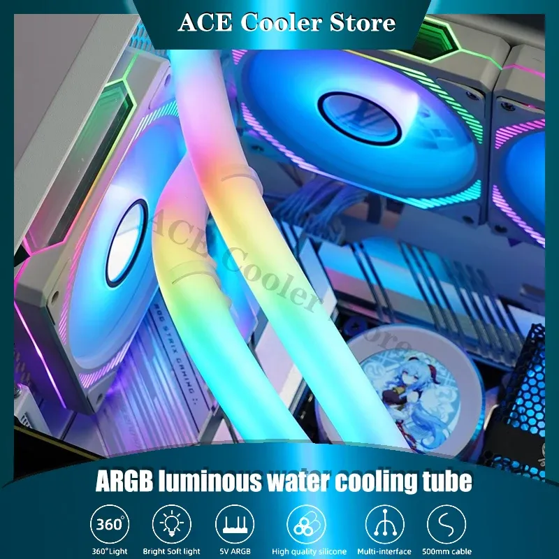 Cooling AOSOR ST350 Luminous Watercooled Tube ARGB Divine Light Synchronization DIY PC Case Decorative Neon Casing Vest M/B SYNC