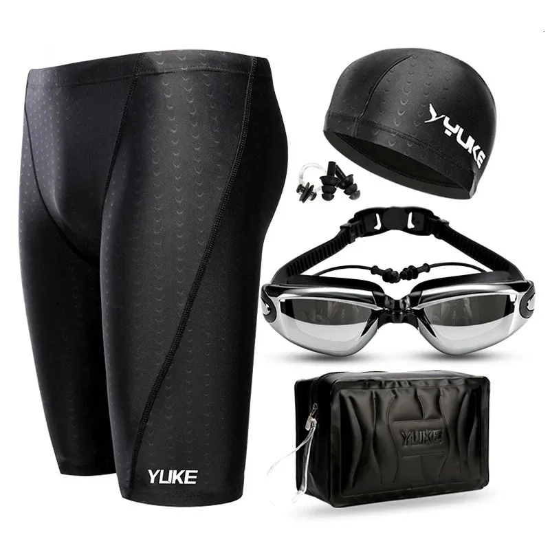 Homens nando de shorts para competições à prova d'água Equipamentos de natação Goggles com capa de capa de capa de ouvido Troncos Briefs de roupas de banho meia calça 240416