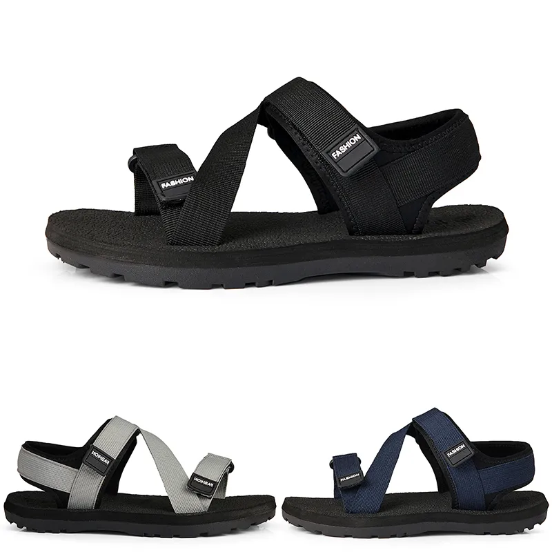 Gratis frakt billigare män Sandaler skor andas in Solid Black Grey Blue Slippers Mens Summer Shoes Storlek 38-46 GAI
