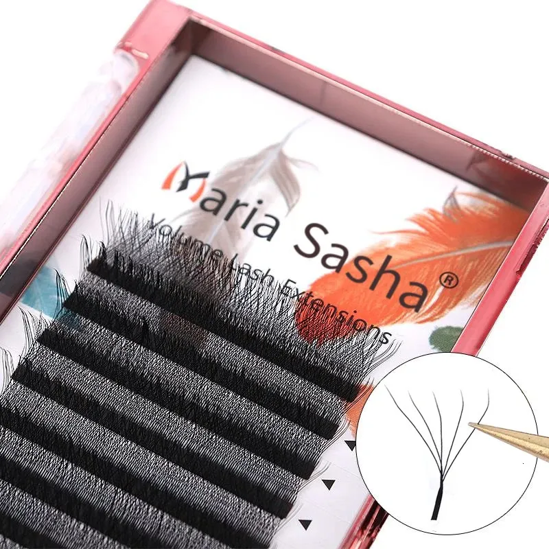 Maria 5D W LASHES Easy Fan Wimelash Extensions Groothandel in Premade Volume 12 Rijen W Style Natural Soft Private 240416