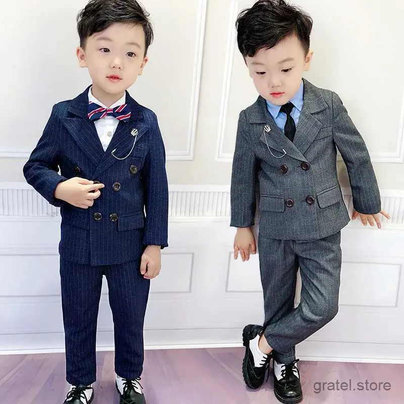 Anzüge Baby Boy Double Breastted Jacket Hosen Hemd 3pcs Fotografie Anzug Kinder Zeremonie Kostüm Kinder Blzaer Kleidung Set für Hochzeit