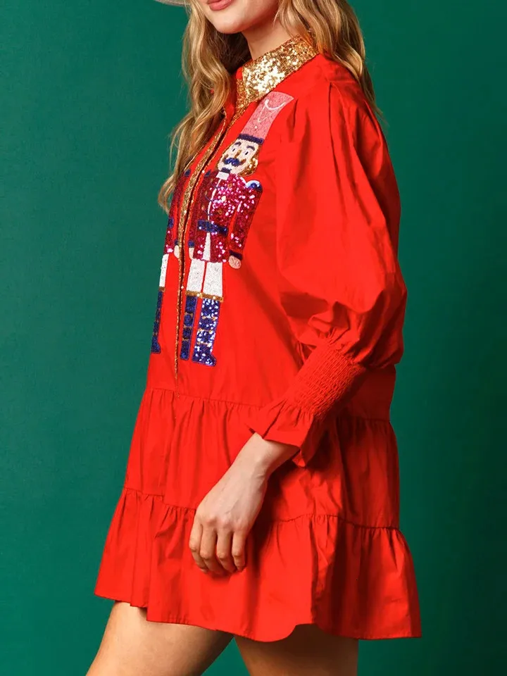 sequin christmas shirt dress Womens Sequin Christmas Shirt Dress Long Sleeve... From Jinmei02,  Rs.1,432.33 In Bulk