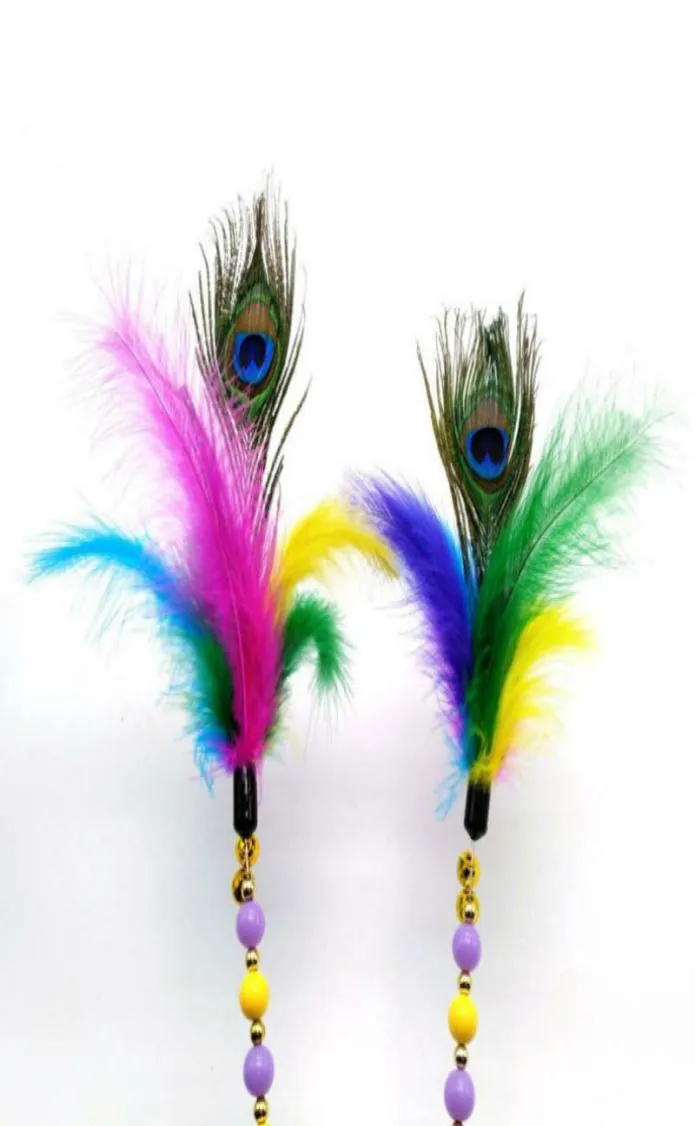 1pc Teaser Feather Cat toys chaton drôle de tige colorée bague